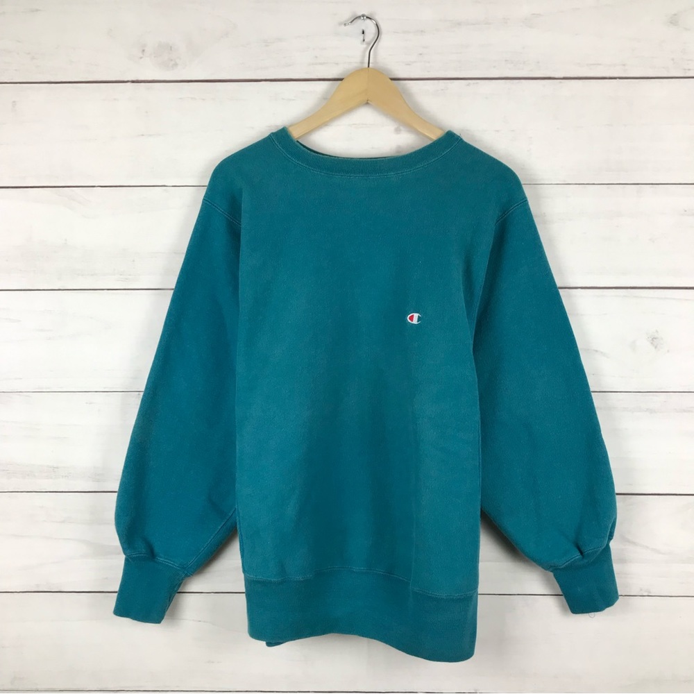 Vintage 1990s Champion Reverse Weave Teal Sweatshirt